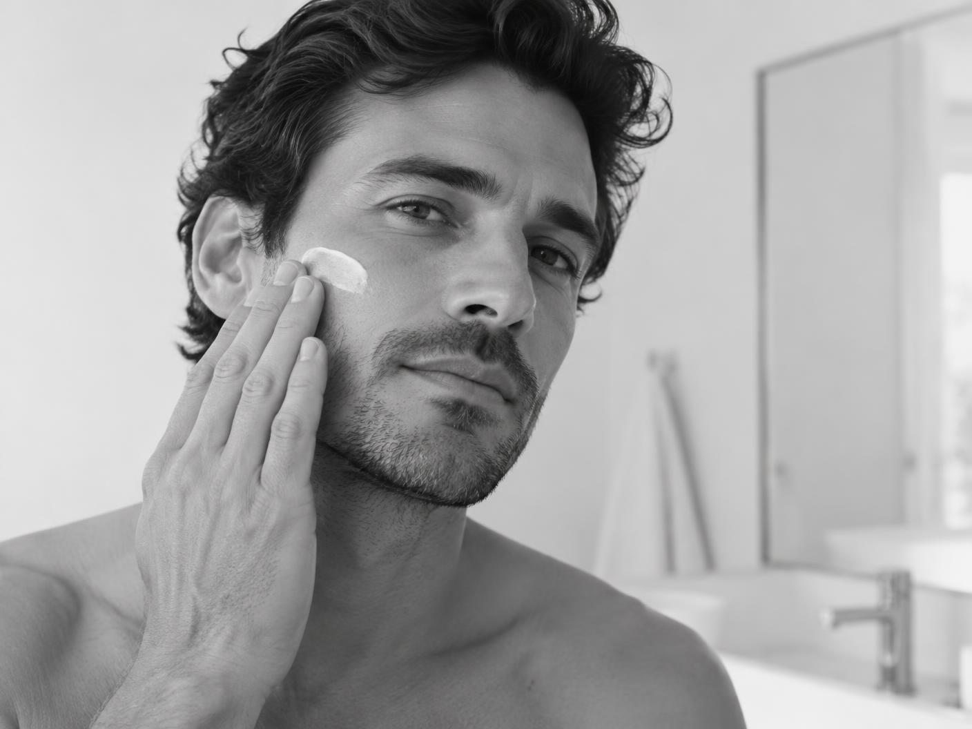 Un homme applique un soin GAVREL sur sa joue